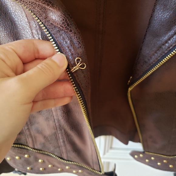 Lena Gabrielle Brown Moto Jacket - Picture 7 of 10